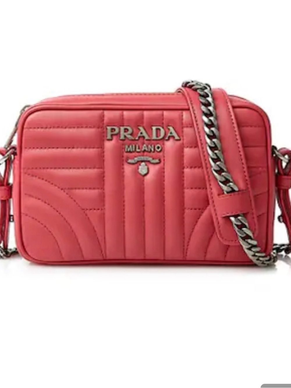 Prada Quilted Camera Crossbody Bag - Coral